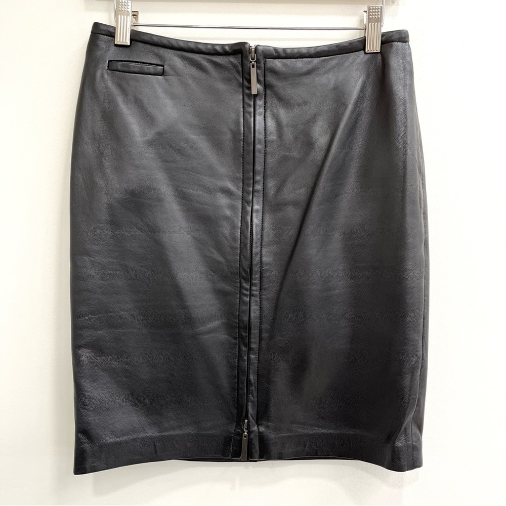 Y2K Vintage Express black front zip leather pencil skirt size 3/4